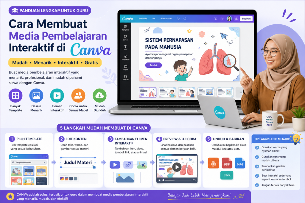 cara membuat media pembelajaran interaktif di canva untuk guru dengan langkah mudah dan desain menarik